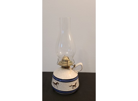 Onion River Pottery Oil Lamp, Winooski, VT, EUC