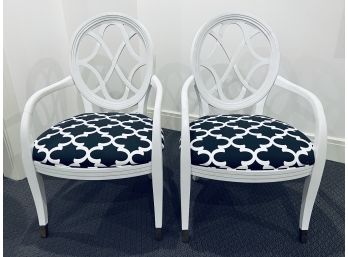 Pair Lattice Chairs In Blue & White (LOC: W1)
