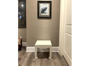 Occasional Asian Style Side Table In White Mat Laquer Finish  (LOC: W2)