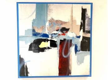Manhattan Spring / Canvas Art Panel Encased In Blue Lucite Frame (LOC: W1)
