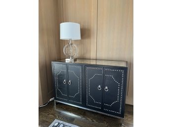 Black Console Cabinet With Smoked Mirror BeveledTop   (LOC: W1)