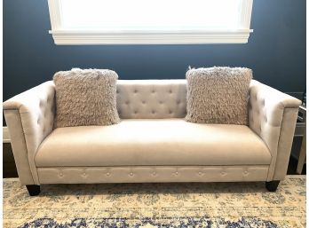 Faux Suede Contemporary Chesterfield Sofa  (LOC: W1)