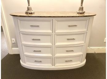 Century Oval Marble Top Dresser With Wainscot Side Panels  (LOC: W1)