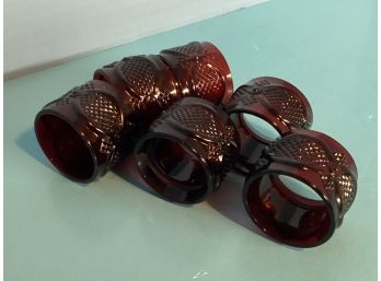 Vintage Avon Cape Cod Ruby Red Set Of 6 Napkin Rings