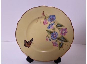 Haviland And Co Limoges Antique Yellow Floral And Butterfly Cabinet Plate