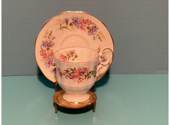 Vintage Rosina China Wild Flowers Footed Demitasse And Saucer