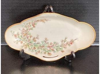 Vintage Limoges France Floral Oval Dish Gilded Rim