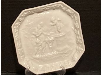 Vintage French Limoges Porcelaine Couleuvre White Relief Square Plate