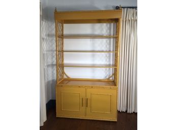 (1 Of 2) Stunning Hollywood Regency - Large Yellow Faux Bamboo Etagere / Cabinet - Very High Quality - WOW !