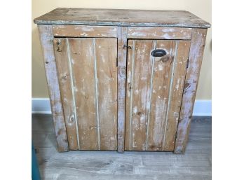 Lovely Antique Wainscot Cupboard / Jelly Cabinet - Great Paint Finish - Very Nice Old Piece - Lacking Back
