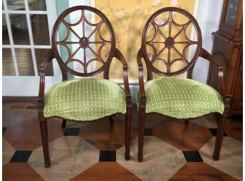 ETHAN ALLEN French Web Back Chairs - Current Retail $985 Each ! We're Selling The PAIR For One Bid VERY NICE !