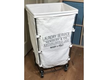 Great Industrial Style Rolling Laundry Cart / Hamper - NEWBURY & CO Laundry Service - Since 1832 - Wash & Fold