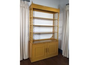 (2 Of 2) Stunning Hollywood Regency - Large Yellow Faux Bamboo Etagere / Cabinet - Very High Quality - WOW !