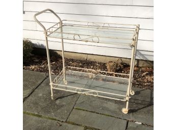 Adorable Vintage Wrought Iron Cocktail Trolley / Tea Wagon - Cute Size - Very Nice Piece - Use Anywhere !