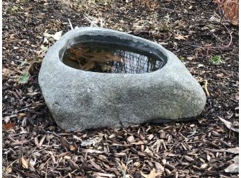 Beautiful Hand Carved Stone Bird Bath - Never Seen / Had One Before - Very Simple And Functional - Nice !