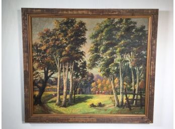 Wonderful Antique Oil On Canvas By Listed Artist H. P.  TARK - Wonderful Colors - Large Size 31' X 27' NICE !