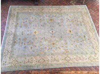 Very Nice Large Rug - Soft Muted Colors - Pale Blues - Greens - Yellows - Grays - Very Nice Rug - 124' X 99'
