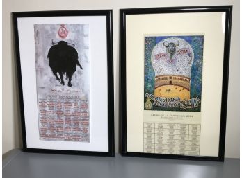 Two Framed Bull Fighting Posters - Smaller Version - From Spain - 2002 - 2009 - Very Cool Pieces - Nice !