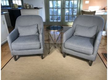 Pair Fantastic Modern Club Type Chairs - Need To Be Recovered Or Could Possibly Be Cleaned - Nice Style !