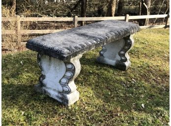 Fabulous Vintage Cast Stone Garden Bench - Great Surface - Nice Size - Amazing Sandy / Worn Patina - WOW !
