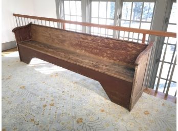 Fabulous Antique Meetinghouse /  Pew Type Bench - GREAT Form - Amazing Old Crackled Paint - FANTASTIC Piece