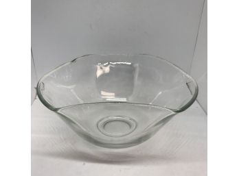 Vintage Heavy Glass Footed Bowl Clover Shape - 1960s