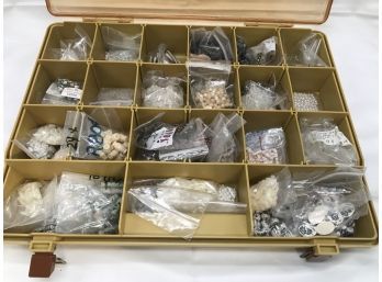 75 PC Lot Bead Bags & Strands In Storage Case - 'The White Collection' - 4-1/2 Lbs! Jewelry Making