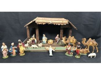 Vintage Nativity Scene Made In Italy With Handcrafted Manger