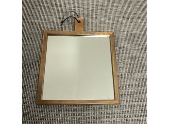 West Elm Square Wooden Mirror - Leather Hang Or Hardware - 17-3/4' Mirror