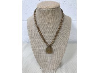 Cultured Pearl And Smokey Stone (Perhaps Quartz) Necklace  MSRP $90 Pam Older Design
