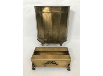 Solid Brass Waste Can And Coordinating Tissue Box