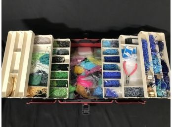 13 Lb HUGE Bead And Tool Lot In Case - Strung And Loose Beads Pliers Needles Thread And So Much More