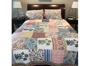 Pottery Barn Queen Quilt And 2 Pillow Shams - Reversible  90'L X 95'W