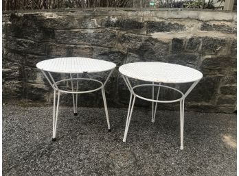 A Duo Of Small Outdoor Patio Cocktail Tables - Vintage From Switzerland