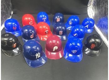 15PC Lot Of MLB Miniature Plastic Baseball Helmets - 5' - Hat, Bowl, Cup