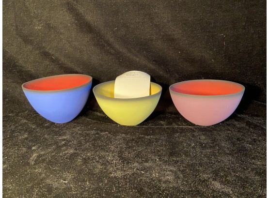 Three Rossheim/Marrinson Studios Handmade Clay Art Bowls