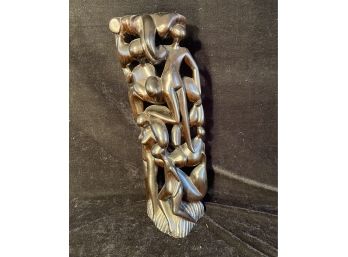 Stunning Carved Wood Sculpture Of Intertwined People
