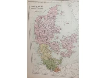 1870-1879 Denmark With Sleswick-Holstein By A&C. Black - From Black's General Atlas Of The World