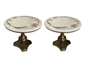 Pair Of Vintage Marble Top Side Tables