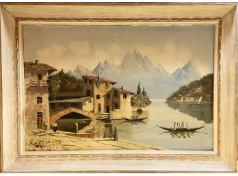 Vintage Town By A Lake Painting