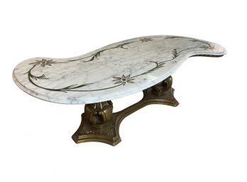 Vintage Marble Coffee Table With Giltwood Base