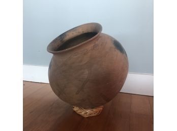 A Beautiful Handcrafted Clay Vessel With Round Base - Rustic - Quite Old