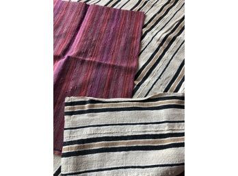 A Hand Woven Cotton Striped Bedcover Made In South Africa - Approx 60 X 90