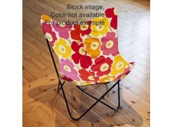A Set Of Bat Chair / Butterfly Chair Unikko Marimekko Covers - Cotton Canvas - In Red And Black