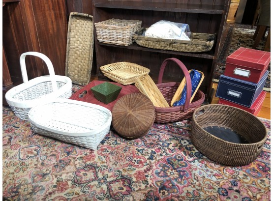 Huge Basket Lot - Including Two Longaberger Baskets - Many Many Shapes - Sizes - Colors - FANTASTIC DEAL !