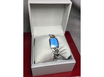 Fabulous Brand New CALVIN KLEIN $199 Ladies Watch - Light Blue Dial - Swiss Made - Original Box With Booklet