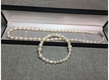 Wonderful Genuine Cultured Baroque Pearl Necklace & Bracelet - Necklace Is 17-1/2' - Very Nice Pieces