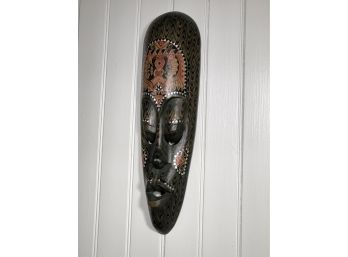 Very Nice African Mask - All Hand Carved Wood And Painstakingly Hand Painted - Very Interesting Piece