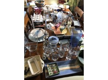 HUGE Assorted Lot Of China - Contents Of Table Top - Glass - Pottery - Glass - Silver Plate - Figurines & MORE