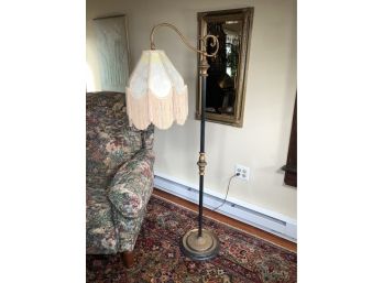 Wonderful Vintage Floor Lamp With Very Pretty Antique Style Shade - Lamp Was All Rewired - Very Nice Piece